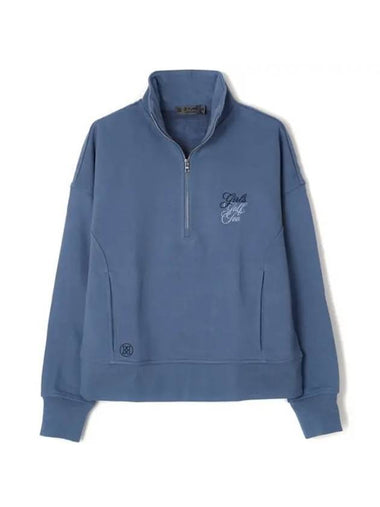 Women's Golf Too French Terry Quarter Zip Boxy Pullover Blue - G/FORE - BALAAN 1