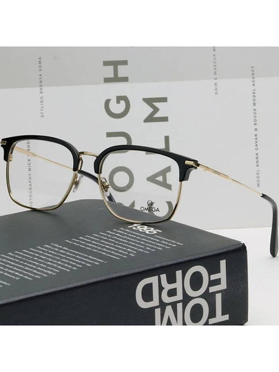 Glasses frame OM5026 001 classic low gold rim half horn rim - OMEGA - BALAAN 2