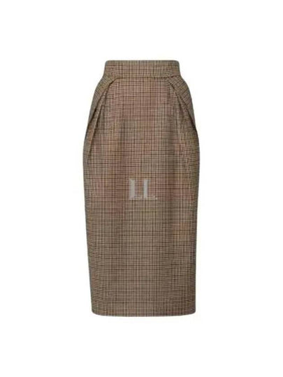 Women's Houndstooth Wool H Line Skirt Camel - MAISON MARGIELA - BALAAN 2