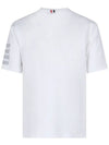 4-Bar Striped Cotton Short Sleeve T-Shirt White - THOM BROWNE - BALAAN 4