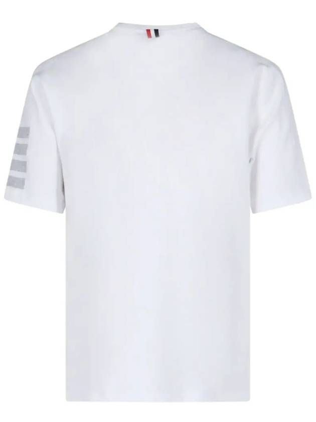 4-Bar Striped Cotton Short Sleeve T-Shirt White - THOM BROWNE - BALAAN 4