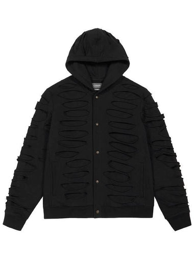 Double Layered Cut Out Hoodie Black - ULKIN - BALAAN 1