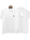 Heart Logo Polo Shirt White - AMI - BALAAN 3