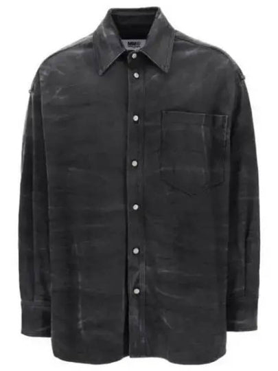 Whiskering Effect Cotton Long Sleeve Shirt Black - MAISON MARGIELA - BALAAN 2