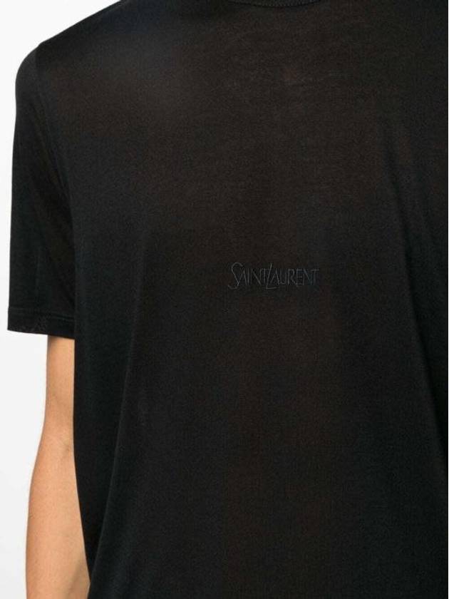 Basic Short Sleeve T-Shirt Black - SAINT LAURENT - BALAAN 5