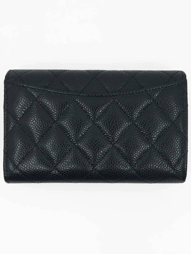 Classic Flap Caviar Gold Hardware Medium Wallet Black - CHANEL - BALAAN 3