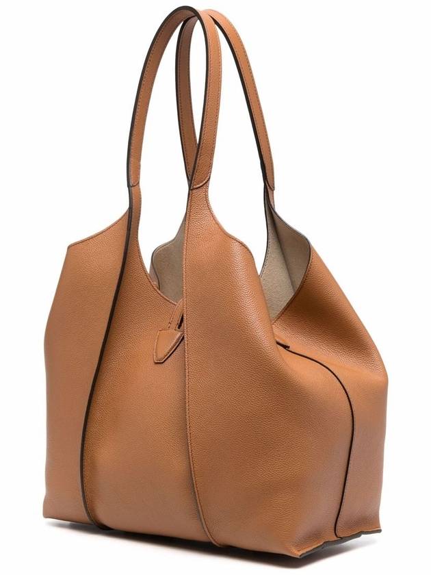 Logo T Timeless Leather Tote Bag Brown - TOD'S - BALAAN 4