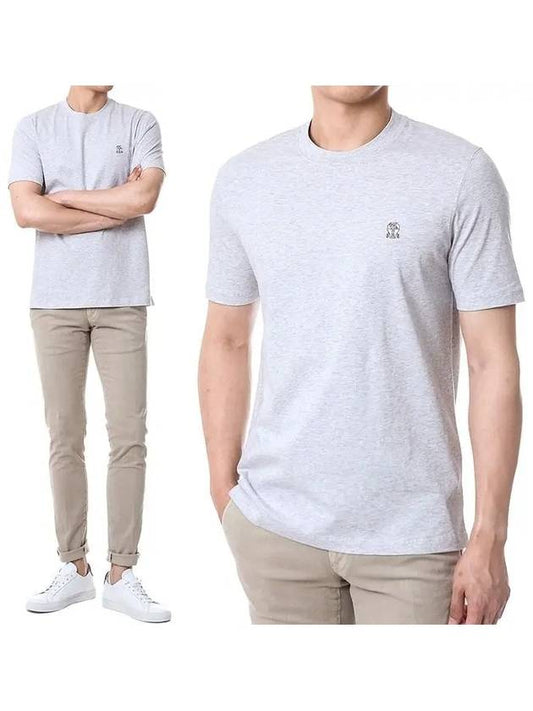 Crew Neck Regular Fit Short Sleeve T-Shirt Grey - BRUNELLO CUCINELLI - BALAAN 2