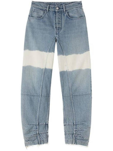 High Waist Color Block Cotton Straight Jeans Blue - JIL SANDER - BALAAN 1