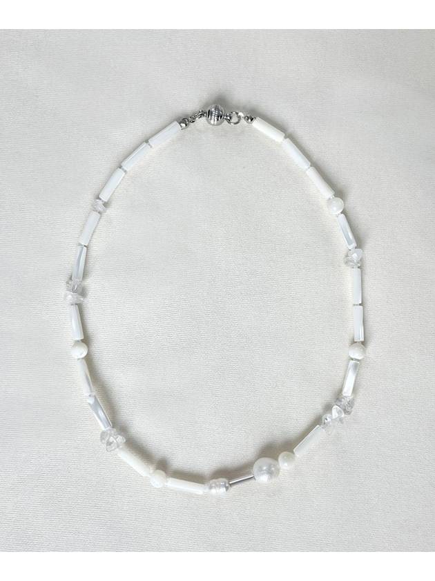 Mother of Pearl Crystal Necklace Women's Necklace White - RUBATI - BALAAN 1