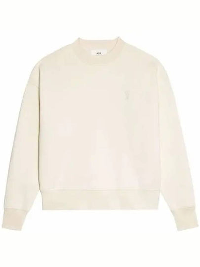 Tone On Tone Mini Logo Round Neck Sweatshirt Beige - AMI - BALAAN 2