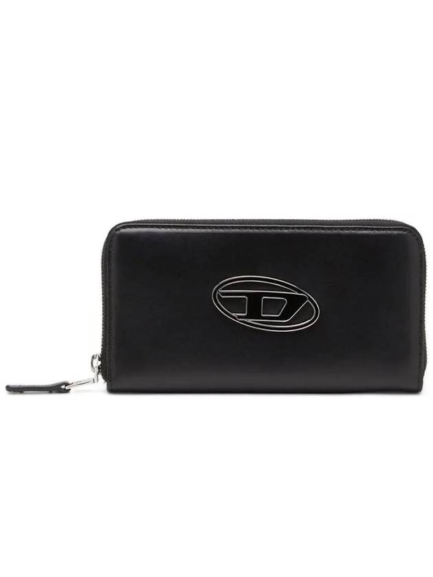 Garnet D Logo Leather Zipper Long Wallet Black - DIESEL - BALAAN 2