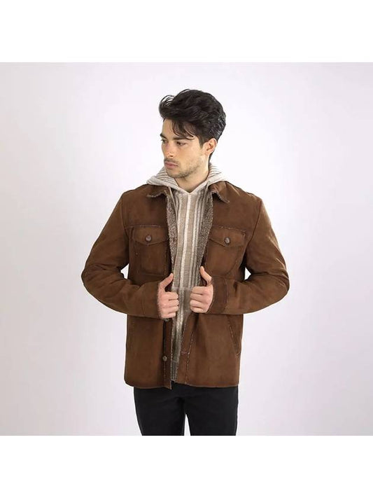Italian pocket point brown goat leather jacket ALJP124 - IKALOOOK - BALAAN 1