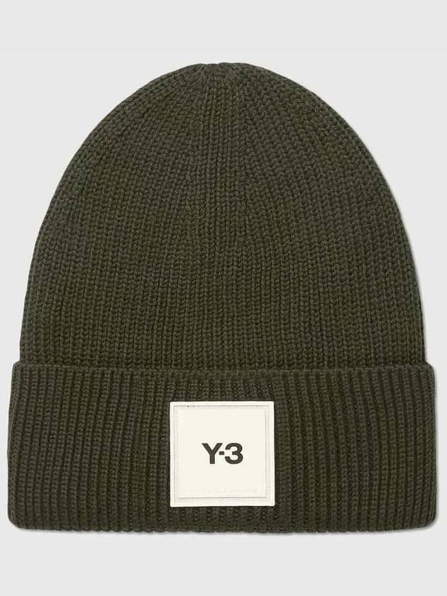 Y3 Front White Logo Patch FoldUp Brim Wool Beanie - Y-3 - BALAAN 1