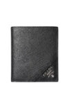 Saffiano Triangle Logo Half Wallet Black - PRADA - BALAAN 2