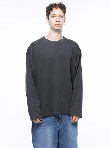 Men s M243TP03CH Pigment Slit Long Sleeve T Shirt Charcoal - CHANCE'S NOI - BALAAN 1