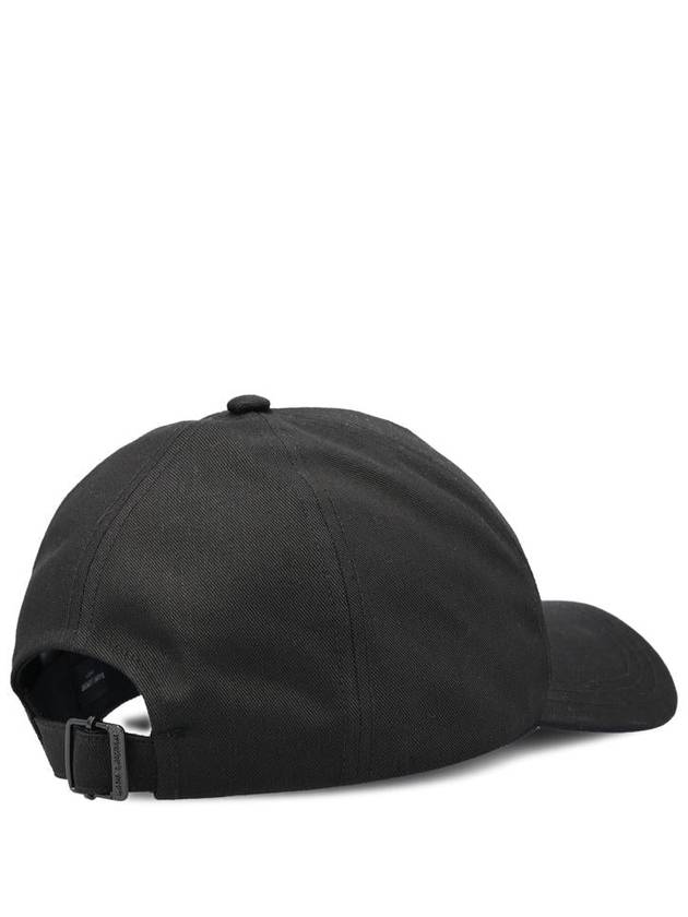 Embroidered Logo Gabardine Weave Cotton Ball Cap Black - SAINT LAURENT - BALAAN 4