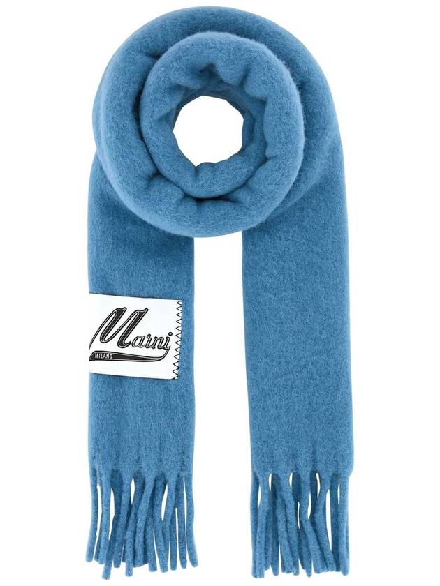 Logo Patch Knit Alpaca Muffler Blue - MARNI - BALAAN 2