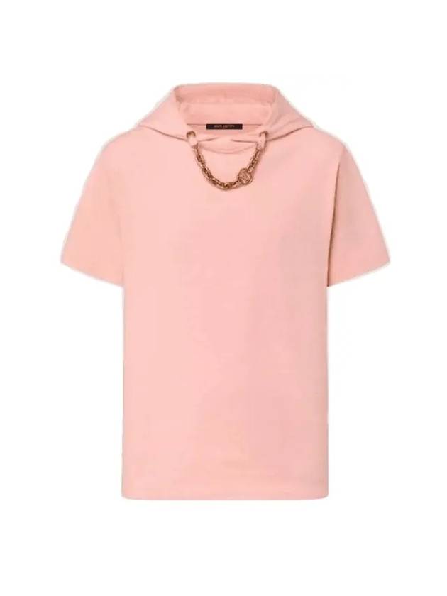 Women s Chain Detail Short Sleeve Hooded Top Light Pink - LOUIS VUITTON - BALAAN 1