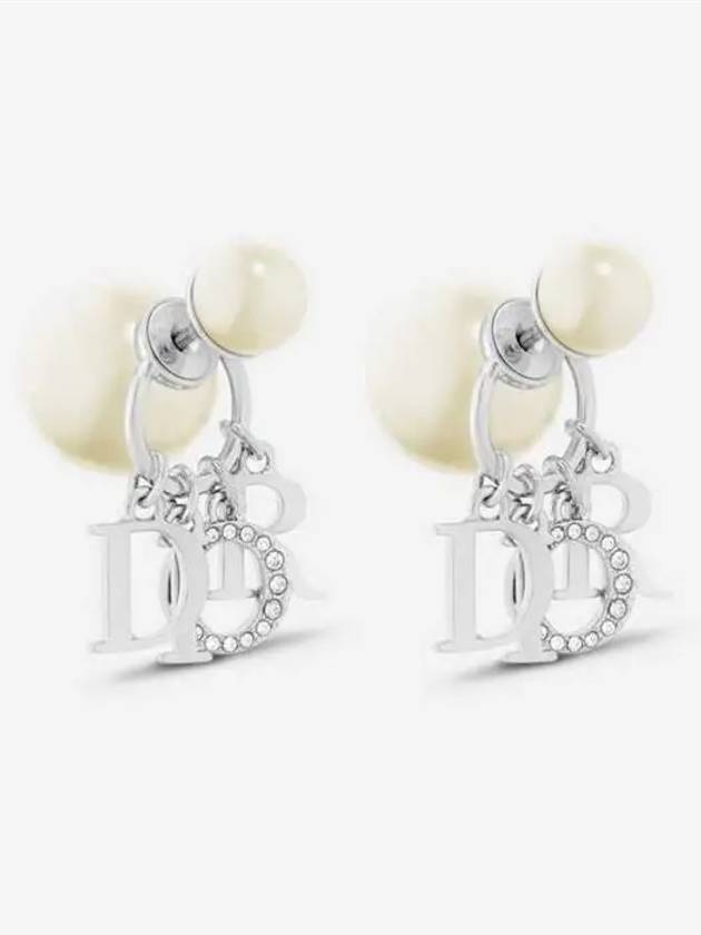 Tribales White Resin Pearls Crystals Earrings Silver - DIOR - BALAAN 4