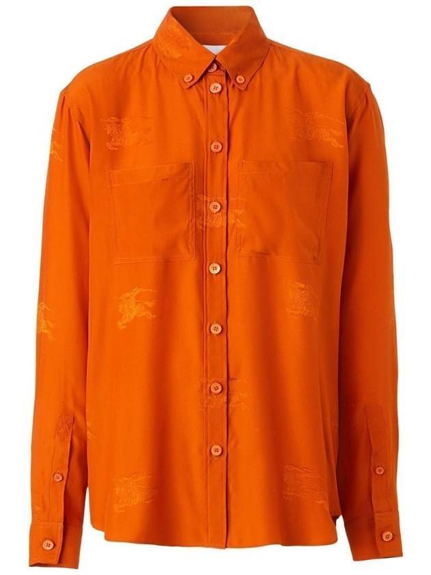 Women's EKD Jacquard Oversized Silk Shirt Orange - BURBERRY - BALAAN 1