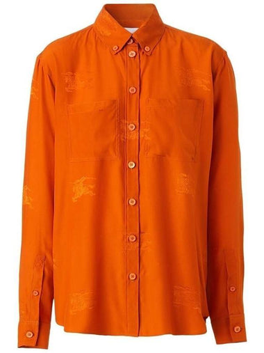 Women's EKD Jacquard Oversized Silk Shirt Orange - BURBERRY - BALAAN 1