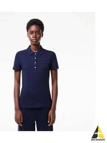 Women s 4 button slim fit polo shirt navy - LACOSTE - BALAAN 1