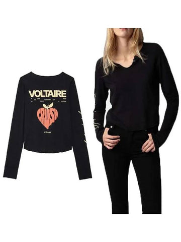 Women s Crop Long Sleeve T Shirt JWTN00435 - ZADIG & VOLTAIRE - BALAAN 1