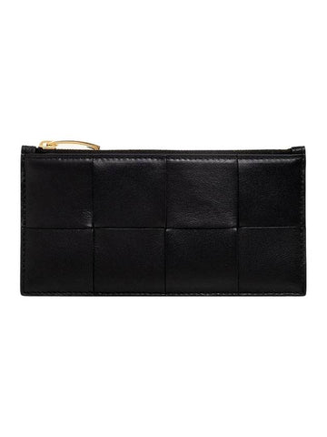 Intrecciato Zipper Card Wallet Black - BOTTEGA VENETA - BALAAN 1