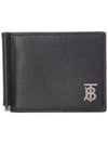 Men's TB Money Clip Grainy Leather Half Wallet Black - BURBERRY - BALAAN 1