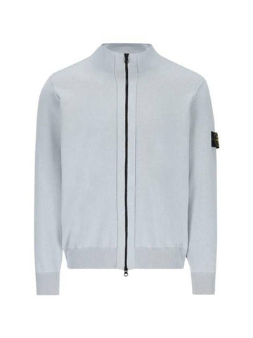 Wappen Patch Cotton Zip-Up Cardigan Sky Blue - STONE ISLAND - BALAAN 1