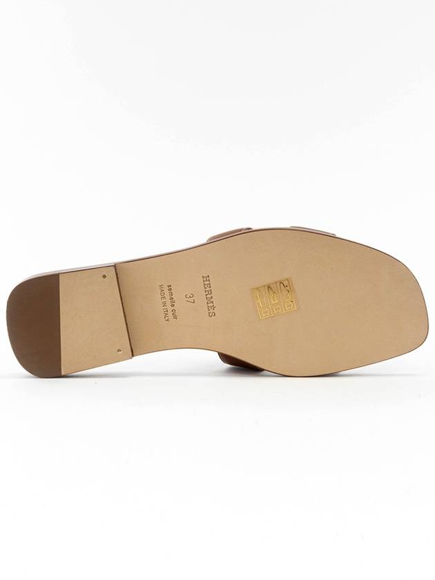 Oran Calfskin Slippers Gold Piqures Ecrues - HERMES - BALAAN 10