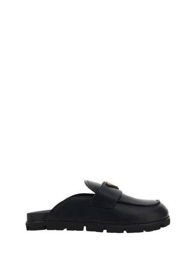 Triangle Logo Leather Mule Black - PRADA - BALAAN 2