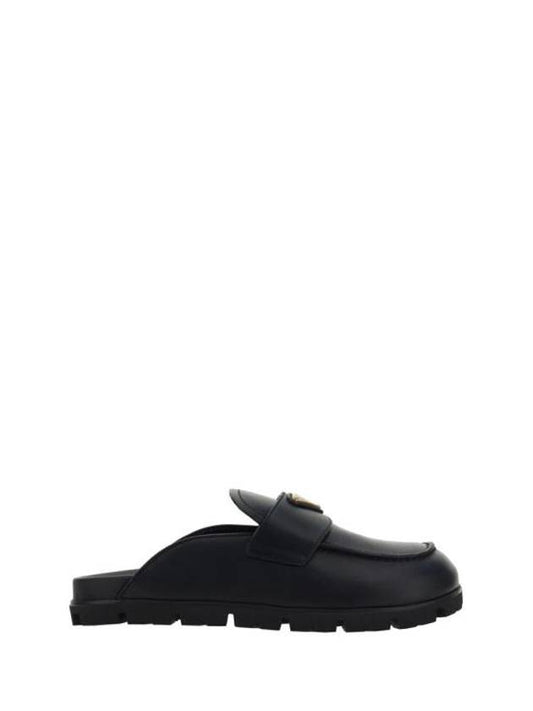 Triangle Logo Leather Mule Black - PRADA - BALAAN 1