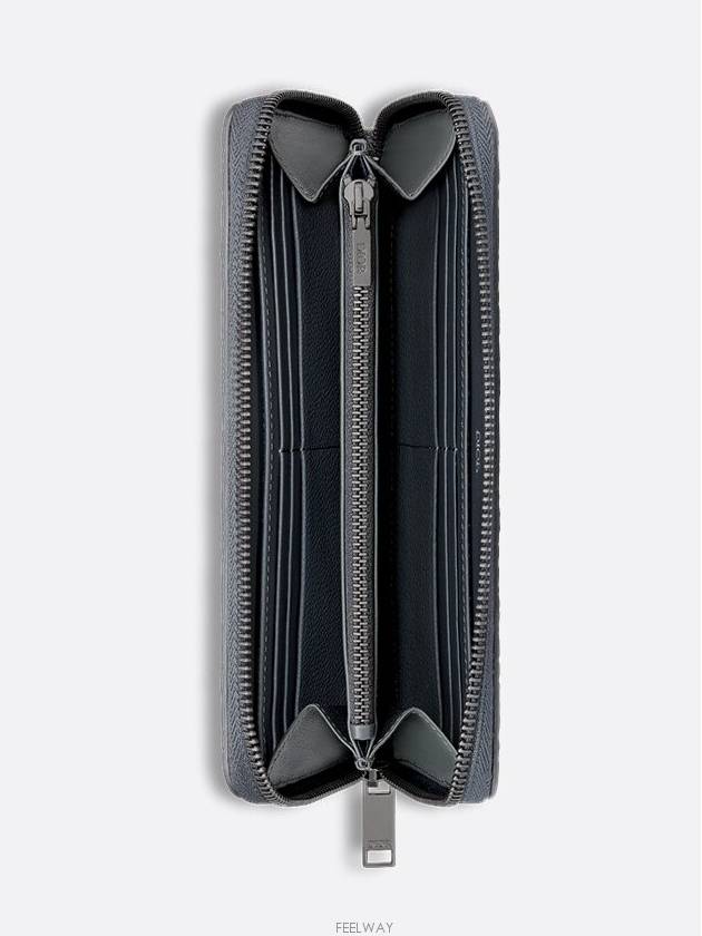 Zipper Long Wallet Deep Gray Dior Gravity Leather - DIOR - BALAAN 3