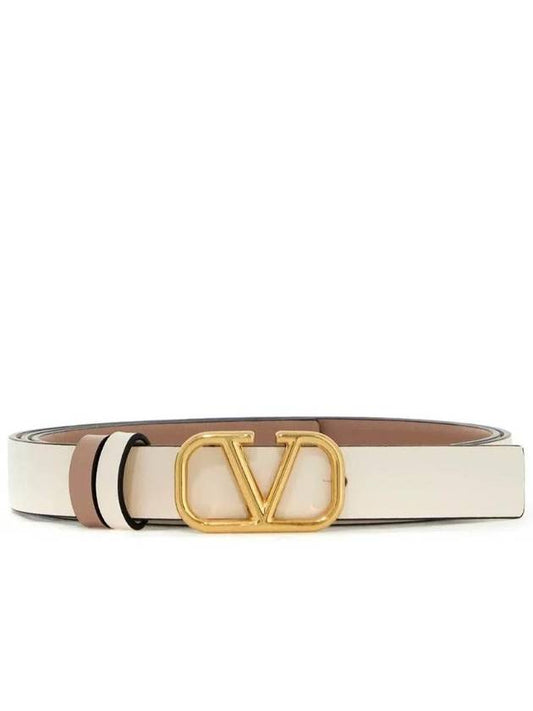 Reversible Vlogo Signature Leather Belt White - VALENTINO - BALAAN 1