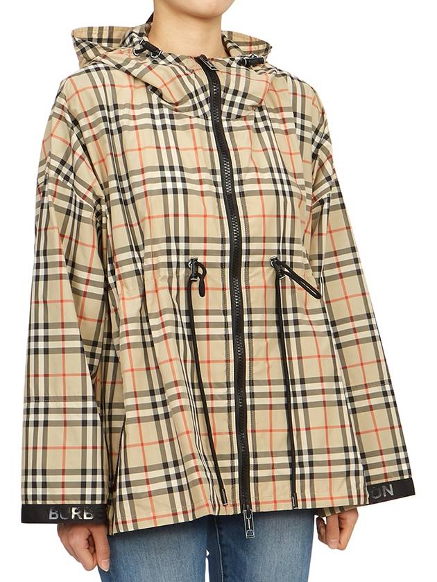 Women's Back-tone Check Zip-up Hooded Jacket Beige - BURBERRY - BALAAN 8