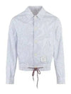 Drawstring Striped Shirt Jacket Light Blue - THOM BROWNE - BALAAN 2