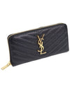 Matelasse Monogram Zipper Around Long Wallet Black - SAINT LAURENT - BALAAN 4