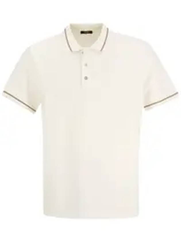 Men s Striped Collar Cotton PK Shirt White - PESERICO - BALAAN 1