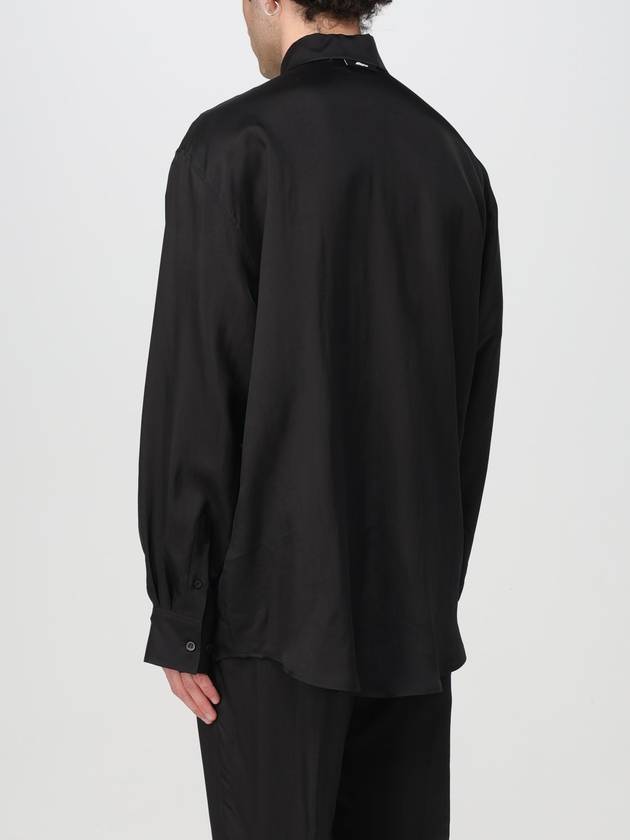 Embroidered Logo Cupro Long Sleeve Shirt Black - MSGM - BALAAN 4