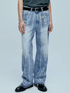 Navajo pattern cut off denim pants light blue - KND - BALAAN 5