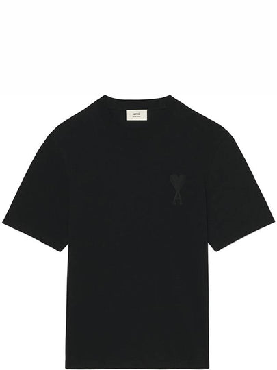 Tone On Tone Heart Logo Short Sleeve T-Shirt Black - AMI - BALAAN 2