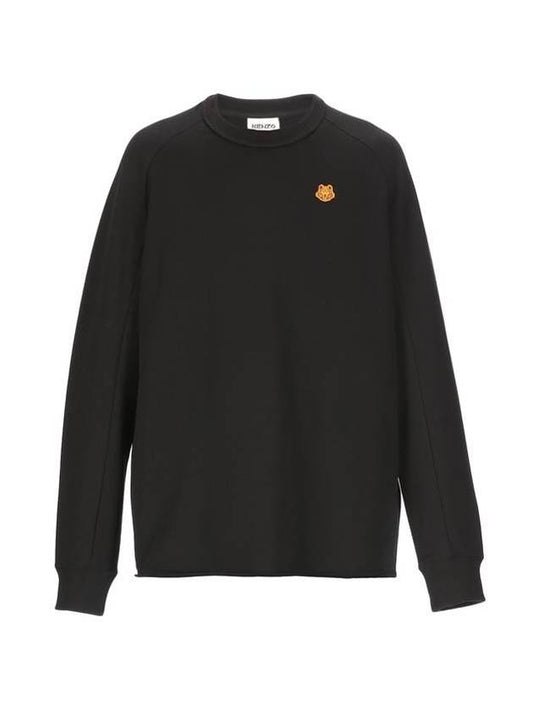 Tiger Patch Cotton Sweatshirt Black - KENZO - BALAAN.