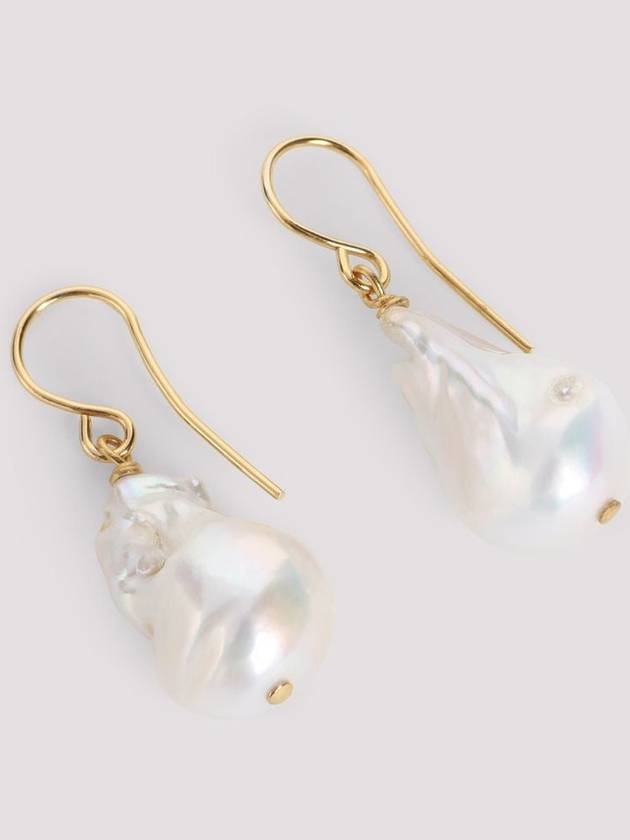 Pearl Detail Drop Earrings White Gold - JIL SANDER - BALAAN 3