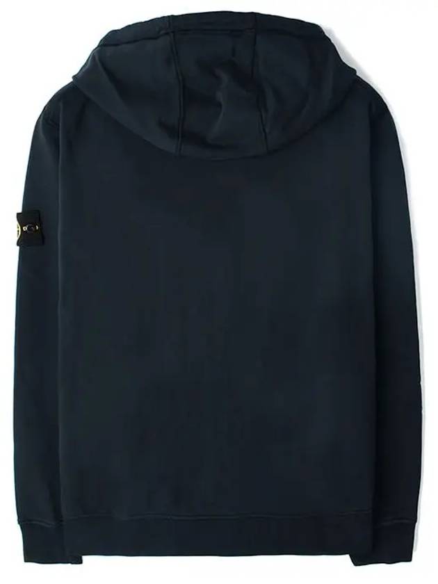 Cotton Fleece Garment Dyed Zip Up Hoodie Navy - STONE ISLAND - BALAAN 3