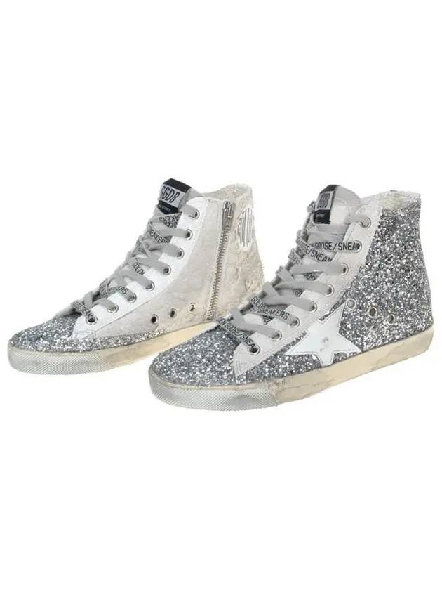 Francy Glitter Suede High Top Sneakers Silver - GOLDEN GOOSE - BALAAN 5