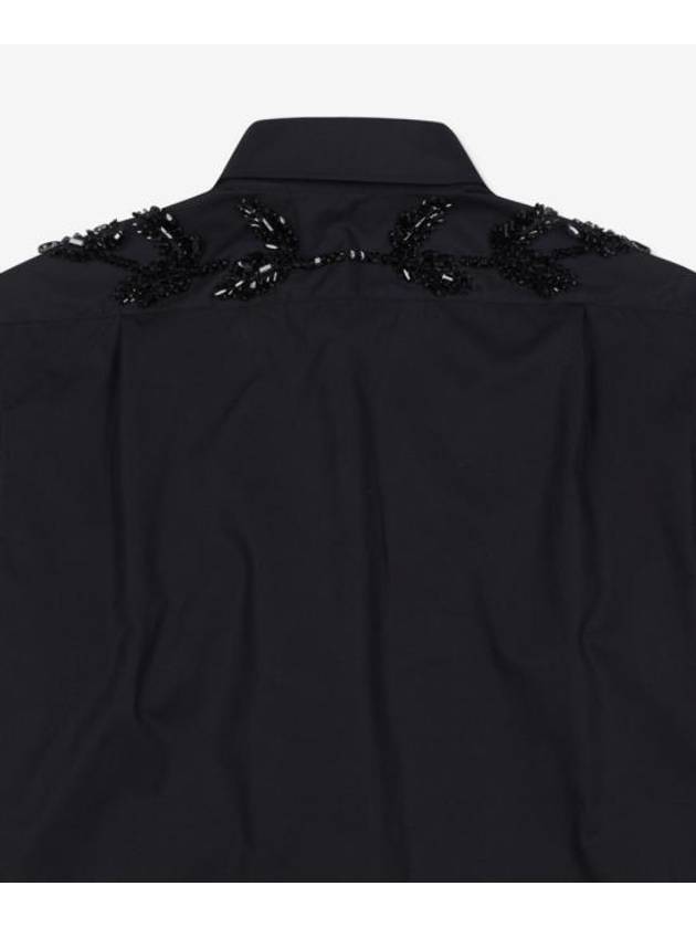 Crystal Oak Leaf Long Sleeve Shirt Black - BURBERRY - BALAAN 5