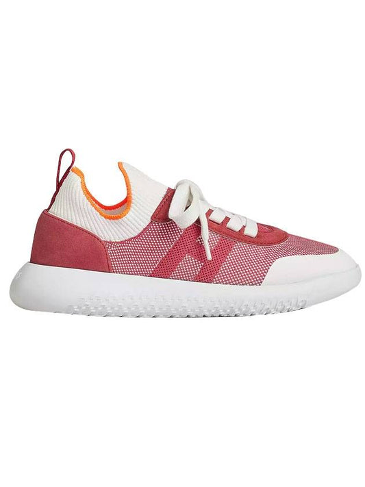 Crew Knit Suede Goatskin Low Top Sneakers Rose - HERMES - BALAAN 1