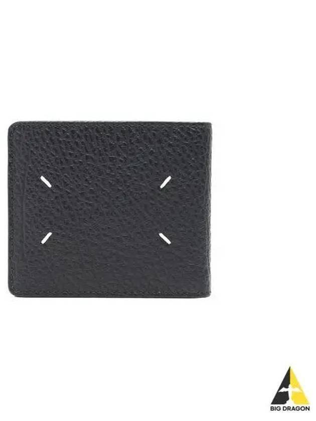 Stitched Leather Bifold Half Wallet Black - MAISON MARGIELA - BALAAN 2